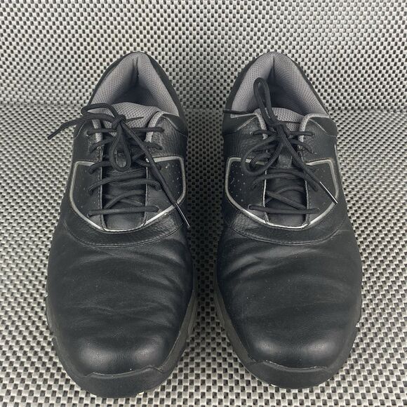 Nike Heritage Golf Shoes Sneakers Mens 11 Black Leather Logo Lace Up Athletic - Picture 6 of 10